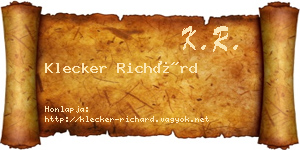 Klecker Richárd névjegykártya